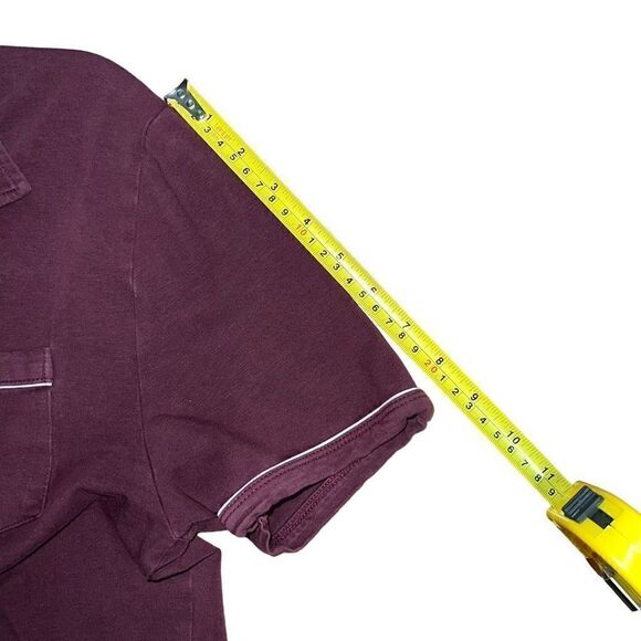 EXPRESS Stretch Moisture Wicking Maroon Short Sleeve Collared Shirt Size M - Picture 7 of 7